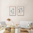 2Pcs Framed Wall Art Minimalist Botanical Canvas Plant Wood High-Framed Design Flower Green Eucalyptus Leaf Artworks Prints Poster for Living Room Bathroom Bedroom 16x24in