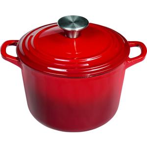 Dutch Oven Pot with Lid 2.8 qt Cast Iron Dutch Oven for Bread Baking Red Enameled Cast Iron Rice Pot with Handels