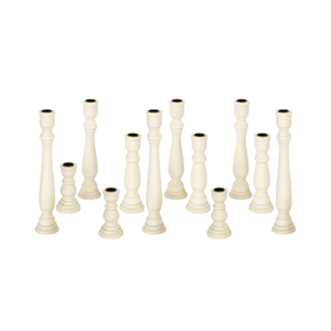 Koyal Wholesale 16 Pcs Unfinished Wood Candlestick Holders Natural White Wooden Taper Candle Holders Farmhouse Unfinished Wood Candle Holders Boho Candle Sticks Rustic Pillar Candles