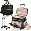 Rolling Scrapbook Bag, Scrapbook Storage Tote Bag with Wheels, Craft Cart Organizer with Detachable Trolley, Art Supplies Organizer Bag for Artist Crafter Teacher, Black(Patent Design) (Black)