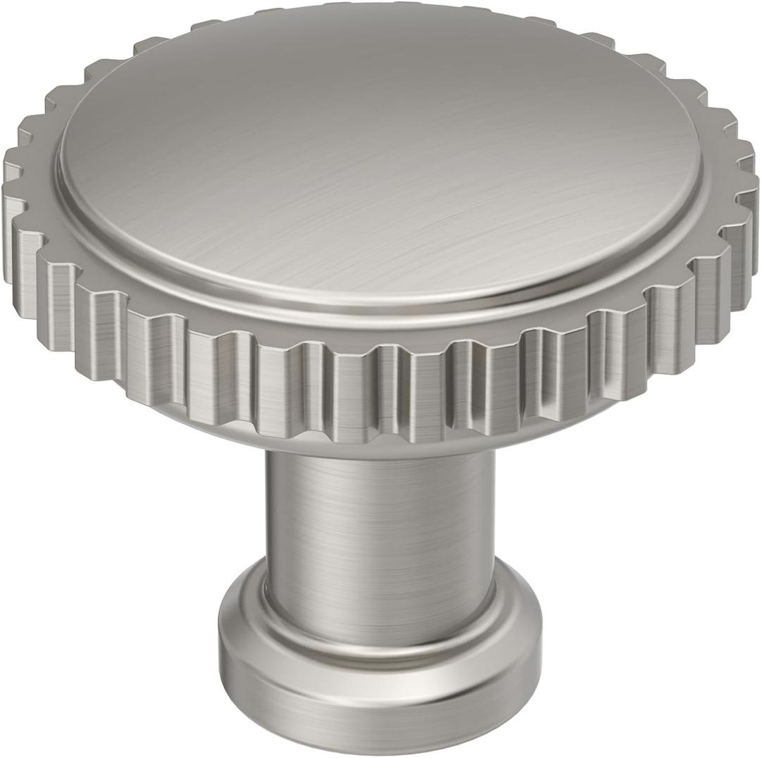 2 x Amerock Farewind 1-1/4 inch (32 mm) Diameter Satin Nickel Cabinet Knob, BP37800G10