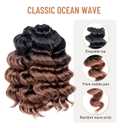 Ocean Wave Crochet Hair - 9 Inch 8 Packs Ombre Brown Short Curly Deep Wave Crochet Hair, Synthetic Ocean Wave Braiding Hair Extensions (9 Inch,OT30-8P)