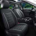 Car Seat Covers Front Pair,Universal Fit for Most Cars,SUV,Sedans and Pick-up Trucks,Automotive Faux Leather Vehicle Cushion Covers(Front Pair,Black/White)