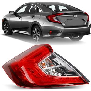 Brake Tail Lights for Honda Civic Sedan 2016 to 2021 - Rear Taillight Assembly Replacement for 33550-TBA-A01 and HO2804110 - Tail Lamp for Driver Left Side - Bulbs Included