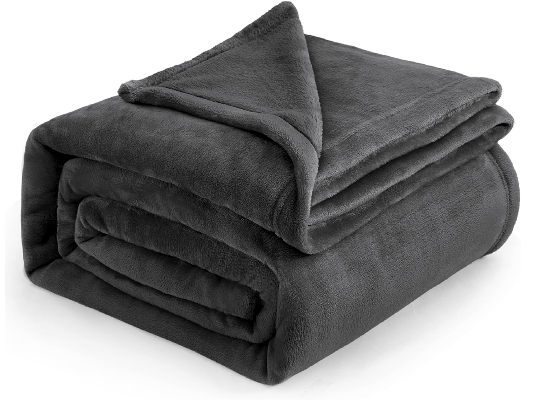 Bedsure GentleSoft Fleece Blankets Queen Size Dark Grey - Bed Blanket Soft Lightweight Plush Fuzzy Cozy Luxury Microfiber, 90x90 inches