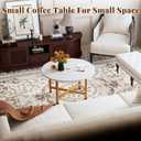 Coffee Table, 23.6" Small Coffee Tables, Gray Round Coffee Tables for Living Room, Floor Table for Sitting on The Floor, Center Coffee Table with Metal Frame for Office Apartment Home, Gold