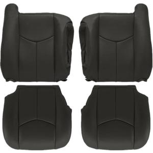 Driver & Passenger Side Bottom and Top Lean Back Leather Seat Covers Dark Gray #692 or 69i Compatible with Chevy GMC Silverado Avalanche Sierra Tahoe Suburban Yukon 2003 2004 2005 2006