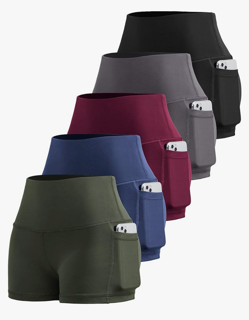 LZYVOO Biker Spandex Shorts Women, High Waisted Tummy Control Workout Yoga Shorts with Pockets M 