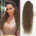 ALXNAN Claw Clip Ponytail Extensions Long Curly Claw Ponytail Extension For Women Medium Brown Synthetic Hairpiece for Daily Party Use 26 Inch