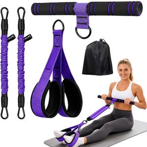 Upgraded Pedal Resistance Band with Handle, Protective Nylon Sleeves & Adjustable 30/60LBS, Sit-up Workout Equipment for Core/ABS, Waist, Arm, Leg, Portable Home Gym for Men & Women Body Shaping