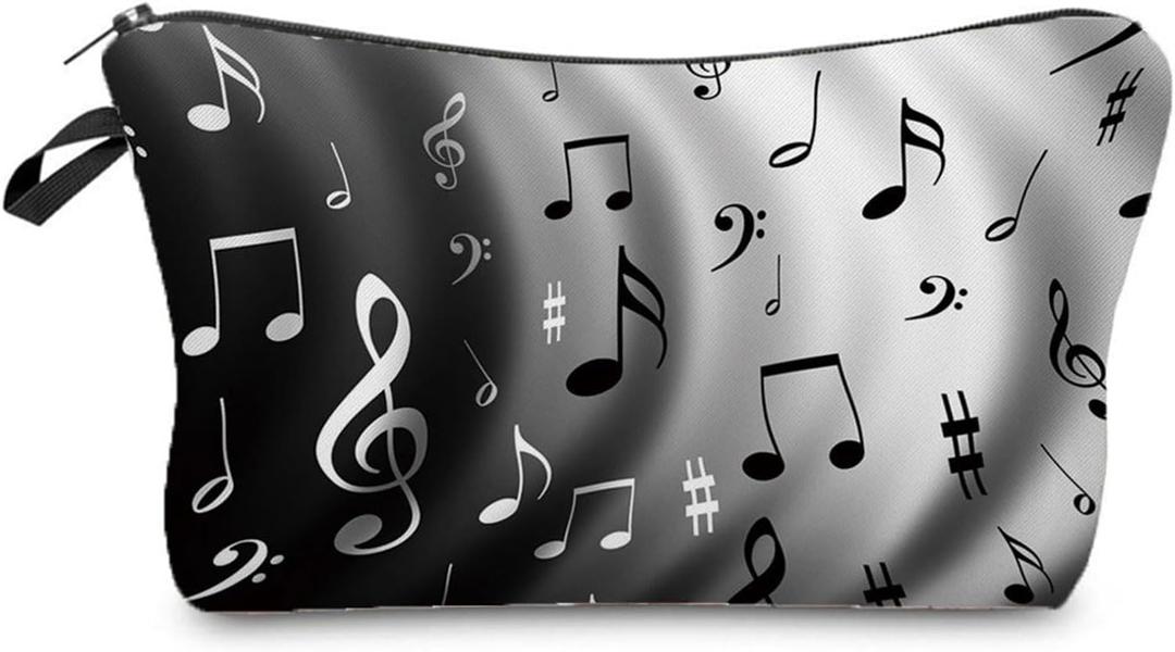 Musical Note Makeup Bag Cute Makeup Bag Travel Toiletry Zipper Pouch Music Gift for Music Lovers Musical Note Makeup Bag for Girls Musicians (hz3595)