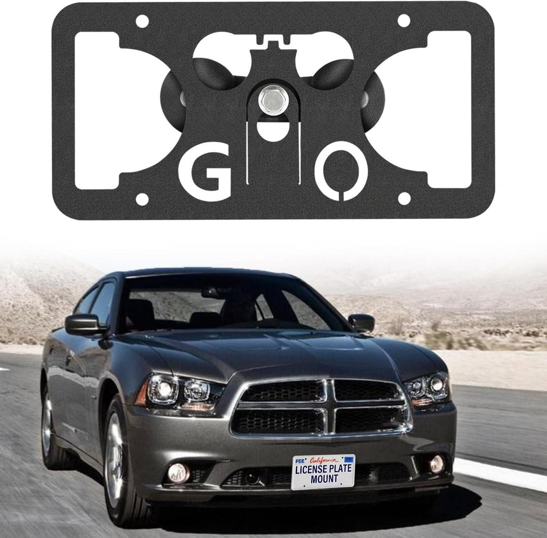 Heavy Duty Front License Plate Bracket Compatible with Dodge Challenger/Charger/Durango/Grand Cherokee, Anti-Theft No Drill Front Grille License Plate Holder Replacement Frames Accessories