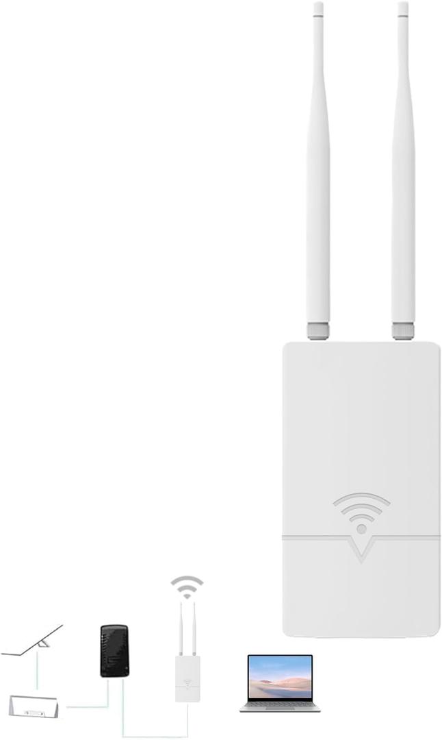 Outdoor Starlink WiFi Extender for Starlink Gen 3 Router, Starlink Signal/WiFi Repeater, 300Mbps 0.3KM Signal Coverage, IP65 Waterproof, Up to 56 Devices for Farm/Yard/RV (ET005)