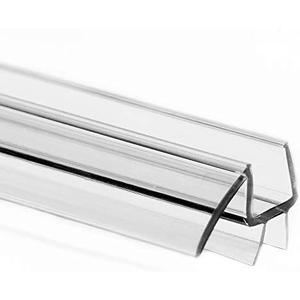 eatelle Shower Door Bottom Seal with Drip Rail for 3/16 (5mm) Thick Glass, 39" Long Sweep - Ultra Clear Polycarbonate 2 pcs