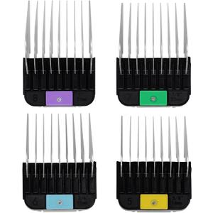 4 Pieces Animal Stainless Steel Attachment Guide Guard Combs for A5 Style Detachable Blade Pet Groomers, 5/8", 3/4", 7/8", 1" Compatible with Wahl KM Series Andis AG BG Oster A5 A6 Animal Clippers