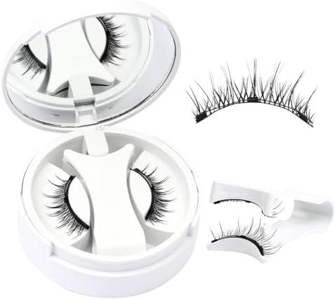 Losha Magnetic Eyelashes with Applicator Reusable No Glue Needed Magnetic Lashes Natural Look 1 Pair Wispy False Eyelashes without Eyeliner (Magical)