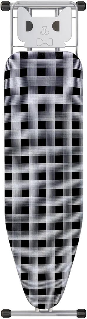 Jakeefud Ironing Board 13" X 43" W/Extra Thick Heavy Duty Padded Cover, Height Adjustable,Heat & Scorch Resistant Fabric, Anti-Skid Feet, Extra Wide, Easy to Fold Checkered Gray