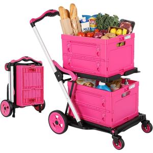 Olenyer Collapsible Shopping Cart with Wheels Platform Hand Truck