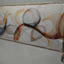 KLAKLA Modern Abstract Gray and Brown Designs - Colorful Curves and Translucent Medium - Frame Wall for Living Room Office Wall Decor Picture Artwork for walls (48L" x 24W", White + Orange Frame)