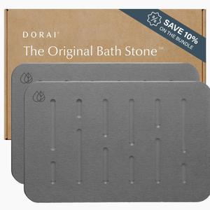 Dorai Home Bath Stone Mat 23.6"x15.4" (2-Pack)  Quick-Dry, Non-Slip Diatomite Stone Bath Mat, Rain Slate