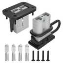 Muelnmey 50 Amp Battery Quick Connect/Disconnect Connector Kit, 8AWG 1.25FT Battery Cable Connector with Mounting Bracket Waterproof Cap for Cars, Winches, Trailer(2 Pack) - Gray