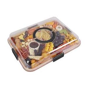 Charcuterie Board with Clear Lid, Travel Portable Cheese Board Charcuterie Boxes Cutting Boards for Kitchen, House Warming Gifts New Home, Gifts for Women (1 Compartments Black)