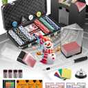 Blackjack Set Casino Set Blackjack Game Combo Set: Card Shuffler, 300pcs Poker Chips, Casino Felt, Card Shoe, Chip Rake, Discard Tray, Playing Cards*8, Bell, Dice, Cut Cards, Casino Buttons