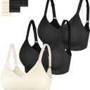 Eleplus 3 Pieces Women's Seamless Wireless Jelly Bras Comfortable Padded T-Shirt Push Up Bralettes Pack (X-Large)