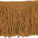 M METERXITY PU Leather Fringe Trim, 1 Yard 4 Inch Camel Double Side Suede Tassel Sewing Trim for DIY Craft/Sewing Dress Costume/Bags Shoe Decoration, Fringe Tassel