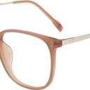 GUDVUE Oversized Blue Light Glasses, Computer Reading/Gaming/Phones Glasses, Anti Glare/UV400/Eye Strain, Large Square Frame (Brown/Golden)
