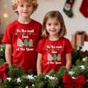 Boys Girls Christmas Shirt Kids Christmas Tree T-Shirts Funny Toddler Xmas Holiday Short Sleeve Tees 2025 (3-10 Years) (Red)