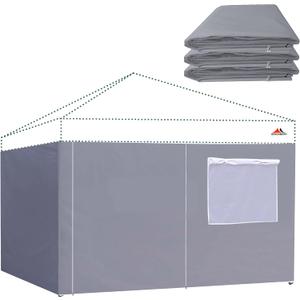 SCOCANOPY Sidewalls 10x10ft Complete Closure Sunwalls for Any 10x10 Canopy Gazebo Tent, 4 Pack SunWalls Only, (Khaki)