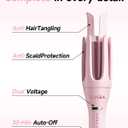 3 in 1 Automatic Curling Iron, Hair Curlers with 3 Curling Barrels (1" - 1.25" - 1.5"), Rotating Curling Iron with 3 Temp, 2-Way Rotation, 10S Fast Heating, Anti-Scald, Dual Voltage, Pink