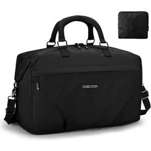 Travel Duffel Bag for Spirit Frontier Airlines Personal Item Bag 18x14x8 with Shoe Compartment Tote Carry on Luggage Expandable 20-35L Weekender Overnight for Women (Black)