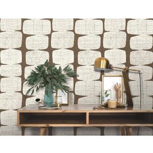 RoomMates RMK12349PL Mid-Century Beads Peel and Stick Wallpaper, Brown