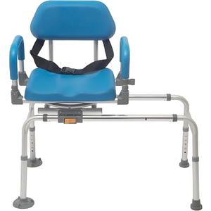 Helivora Sliding Shower Chair Tub Transfer Bench with Swivel Seat, Rotating Bathtub Bench with Padded Seat and No-Slip Suction Cups for Elderly and Disabled