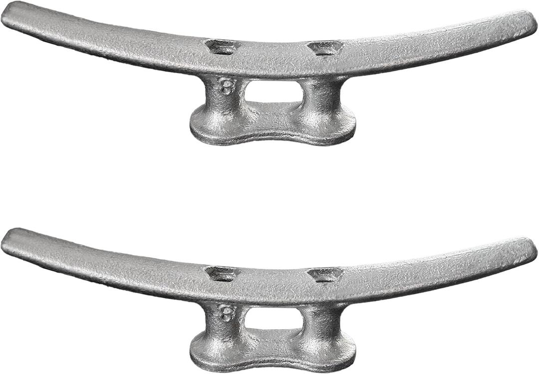 Laorde Boat Dock Cleats Galvanized 8"/10"/12" Large Cast Iron Dock Cleats Marine Grade Rope Cleat for Mooring, Pier, Deck, Tie Down (10 inch 2 Pack)