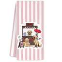 YTRGI Golden Retriever Valentines Day Gifts for Her Him Kids, Golden Retriever Kisses Valentines Day Decoration Hand Towel for Kitchen Bathroom, Funny Pink Kitchen Towels 16x24 in