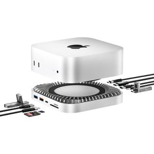 Mac mini M4 Dock, Aluminum Stand and HDMI Hub for Mac mini M4 and M4 Pro 2024 with M.2 NVMe/SATA SSD Enclosure, 4K60Hz HDMI,10G USB A/C, 5G USB A*2, USB-C Charge, SD/TF, Audio