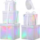 Cholemy 5 Pcs Square Nesting Boxes Decorative Gift Boxes with Lid and Ribbon Assorted Sizes Wrap for St. Patrick's Day, Carnival, Anniversary, Birthday, Bridal Shower Party Gifts(5 Color)