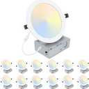 LZHOME 12 Pack 8 Inch LED Recessed Lighting with Junction Box Ultra-Thin, 3000K/4500K/6000K Selectable, 8" Dimmable Canless LED Downlight, 1800LM CRI80 High Brightness 5%-100% Recessed Light