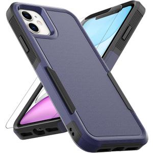 for iPhone 11 Case: Dual Layer Protective Heavy Duty Cell Phone Case Shockproof Rugged Bumper Tough with Screen Protector - 16ft Military Grade Drop Tested for Appple iPhone 11 (6.1 inch), Blue