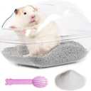 Hamster Small Animal Sand Bath Box Bathtub Critter's Bathroom with Bath Sand and Scoop Accessories for Mice Hedgehog Lemming Gerbils or Other Small Pets (Large)