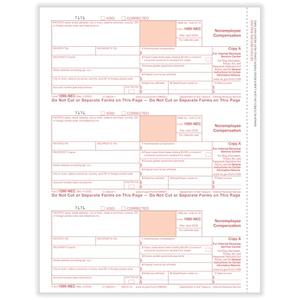 ComplyRight 1099-NEC Federal Copy A Tax Form, 3-Up,  Forms, Tax Filing Supplies