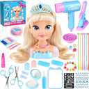 Hair Styling Doll Head Toys for Girls, Kids Makeup Hair Salon Pretend Play Styling Kit with Hairdryer, Curling Iron, Beauty Hair Stylist Toy Christmas Birthday Gift for Toddler Girls 3, 4, 5, 6+