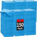 HOMERHYME Shop Towels, 150 Pack Cleaning Rags Microfiber Towels, Bulk All-Purpose Microfiber Cleaning Cloth Lint-Free Wipe Washcloth for Commercial Garage Automotive & Housekeeping 11.5"*11.5" (Blue)