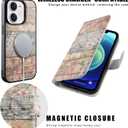 LUMARKE Designed for iPhone 12 Wallet Case, iPhone 12 Pro Case - Flip Folio Cover - 4 Card Slots Holder - Leather Magnetic Kickstand - Shockproof Protective Phone Case 6.1" Classic Flower Garden