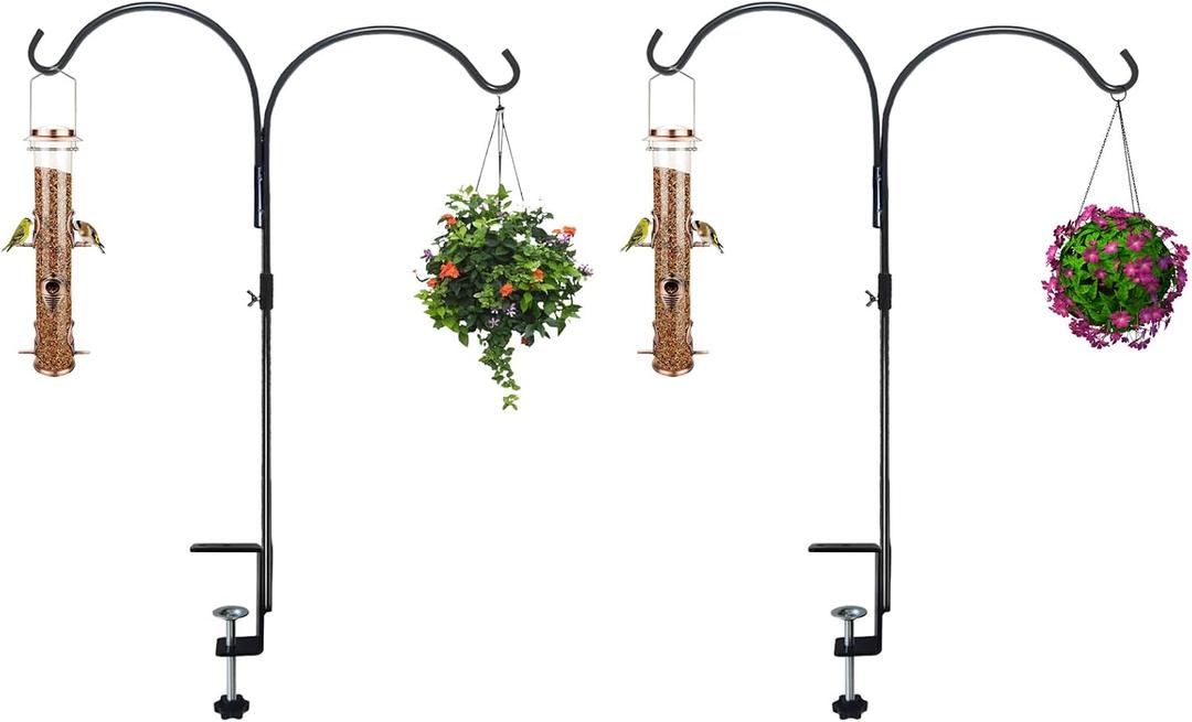 Double Fence Deck Hook for Railing with 3.5 Inch Strengthened Clamp for Hanging Bird Feeders, Plants, Flower Baskets,Windchimes, Lanterns,Holiday Decoration (2)
