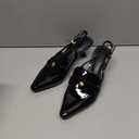 Coutgo Women's Pointed Toe Sandals Slingback Kitten Heel Pumps Slip On Ankle Buckle Dress Shoes (6, Black)