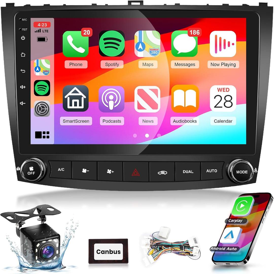 HiFi 16EQ 2G+64G for IS250 IS300 IS200 IS220 IS350 2006-2010 Android Car Stereo with Wireless CarPlay Android Auto,10.1inch 1080P HD IPS Touch Screen Car Radio Bluetooth GPS WiFi SWC Backup Camera